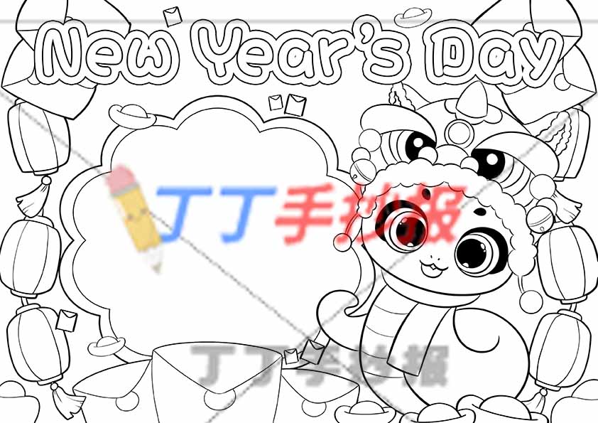 蛇年元旦英语手抄报模板new years day