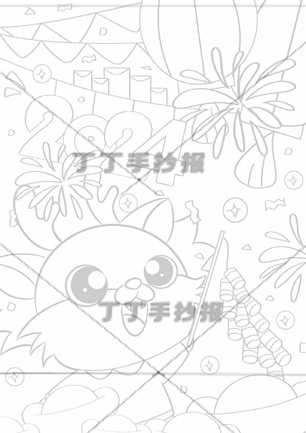 龙年新年儿童画竖版海报左下龙