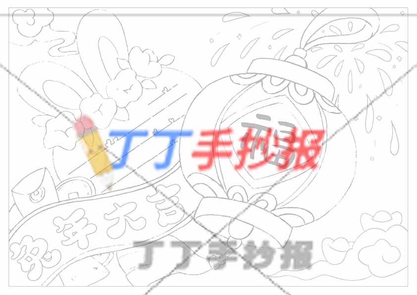 兔年大吉贺卡主题绘画模板素材灯笼