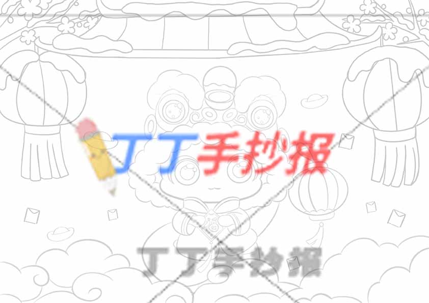 2025元旦儿童画绘画蛇年中间蛇拿福
