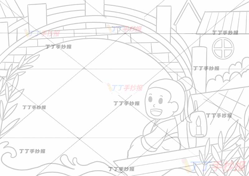 枫桥夜泊诗配画张继五年级古诗配画桥右诗人