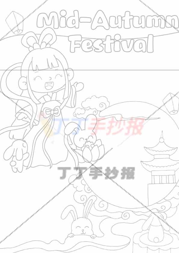 中秋节英语竖版手抄报嫦娥左侧