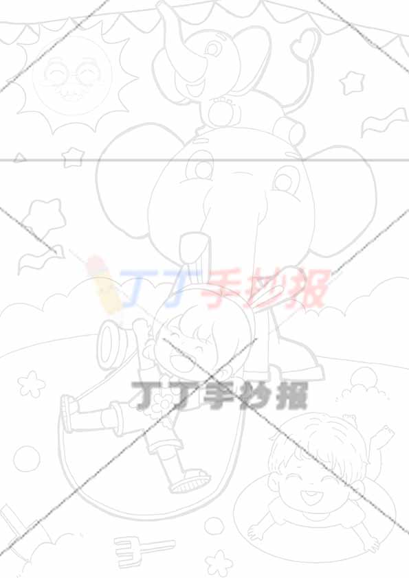 61儿童节绘画儿童画竖版海报两人