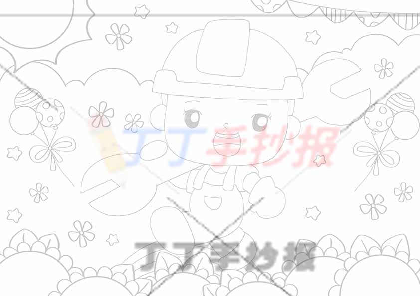 劳动节儿童画劳动绘画工人简单