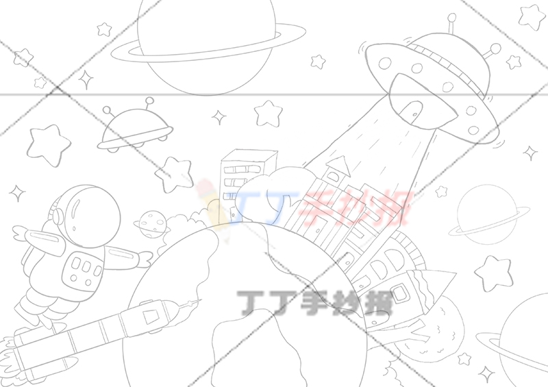 科技科幻画宇航员火箭