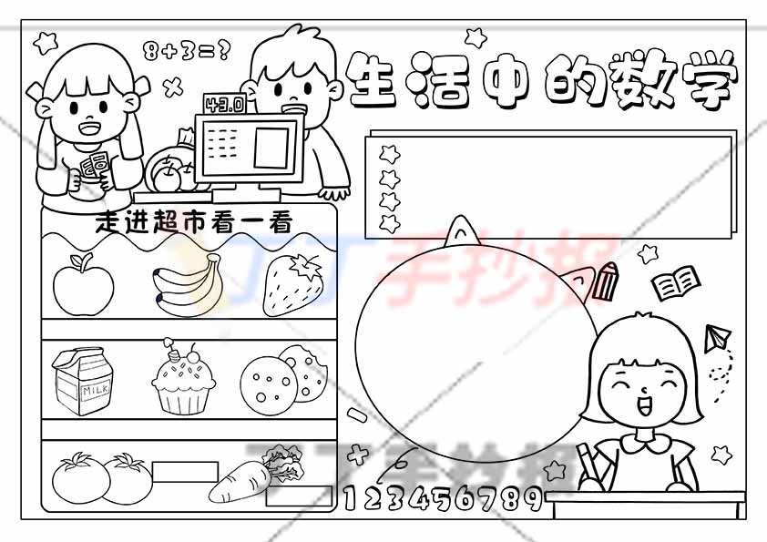 生活中的数学手抄报超市购物
