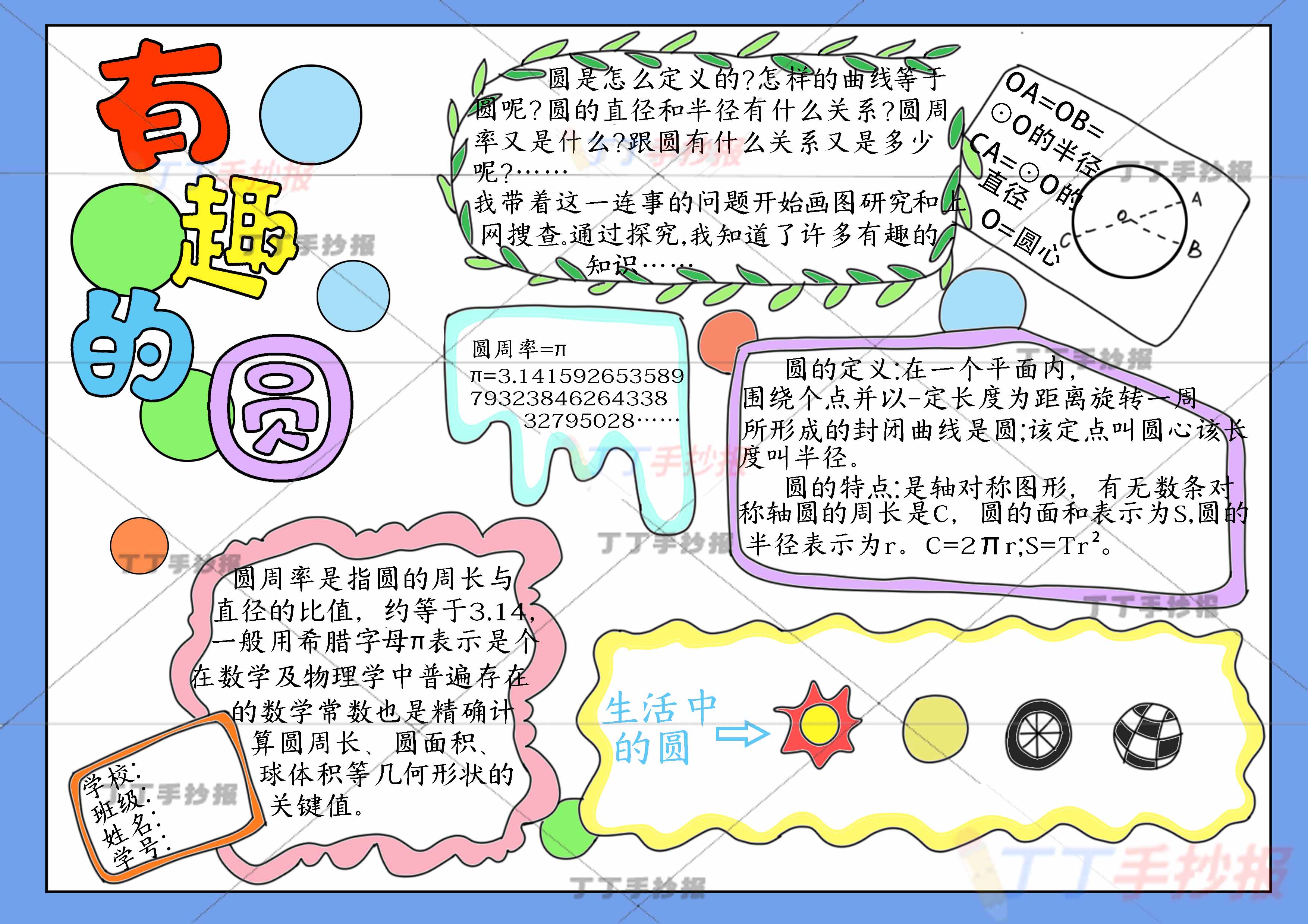 有趣的圆形手抄报带字简单