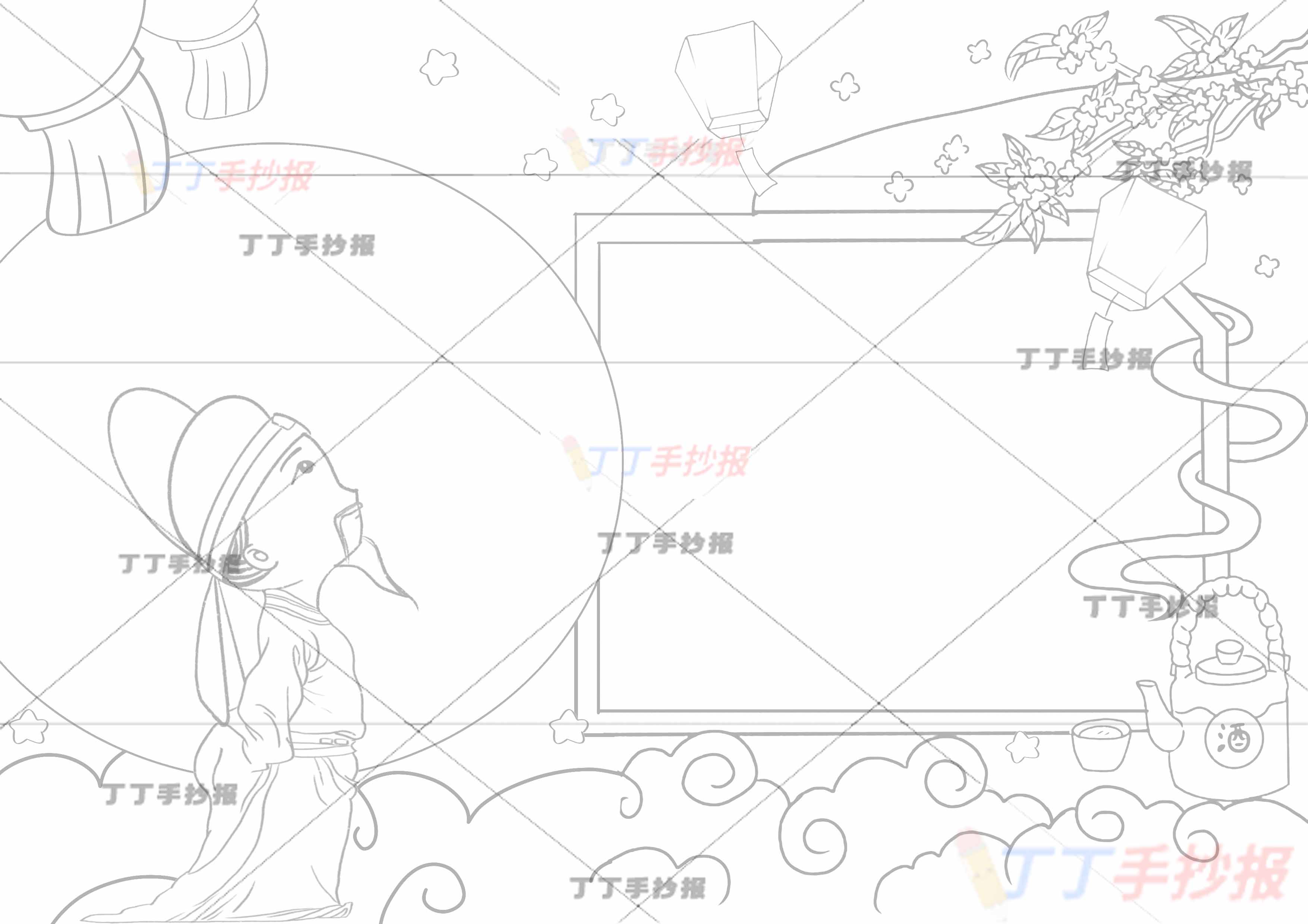 中秋古诗配画王建十五夜望月左侧诗人