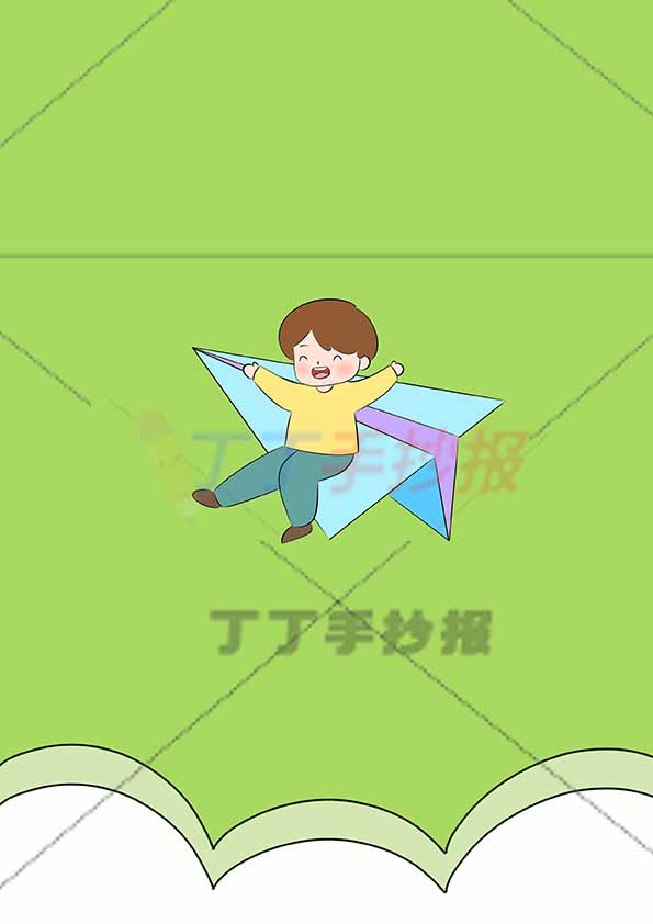 假期作业封面封底竖版男孩千纸鹤