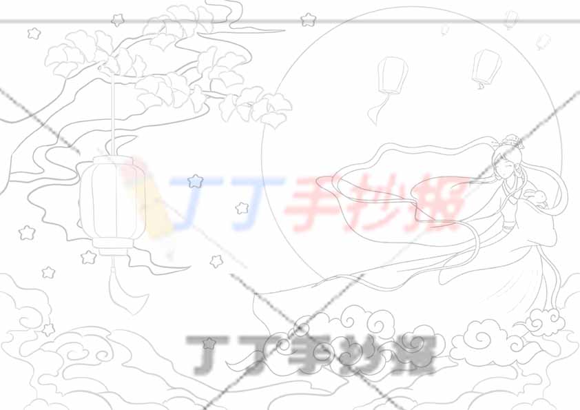 中秋节儿童画中秋绘画灯笼嫦娥奔月