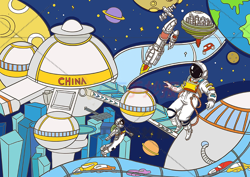 一等奖科幻画科技绘画宇航员