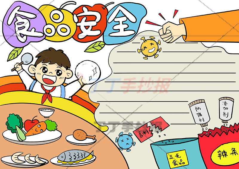 食品安全手抄报男生可爱