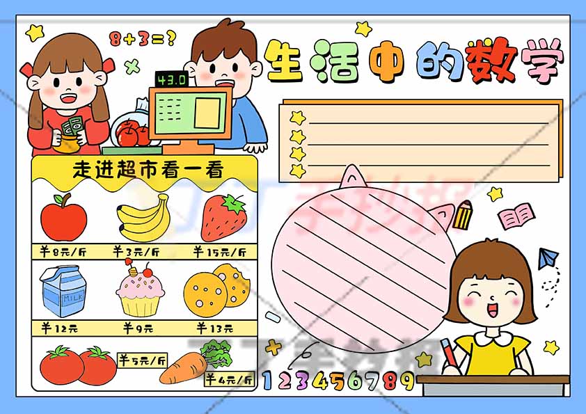 生活中的数学手抄报超市购物