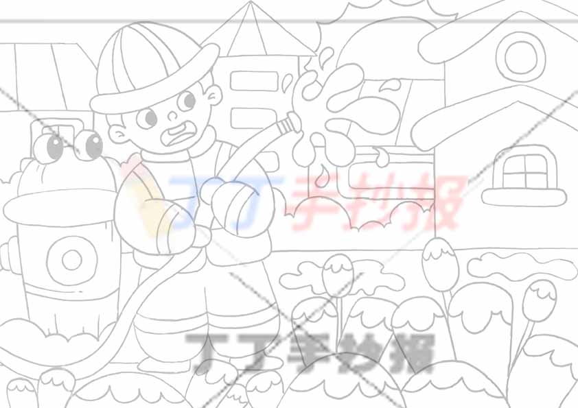 消防安全儿童画防火绘画消防栓