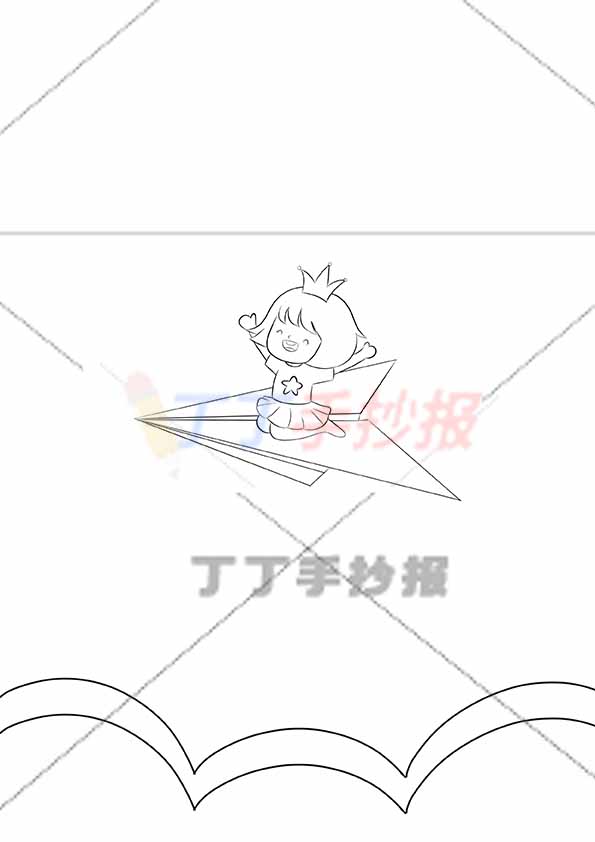 假期作业封面封底竖版女孩千纸鹤
