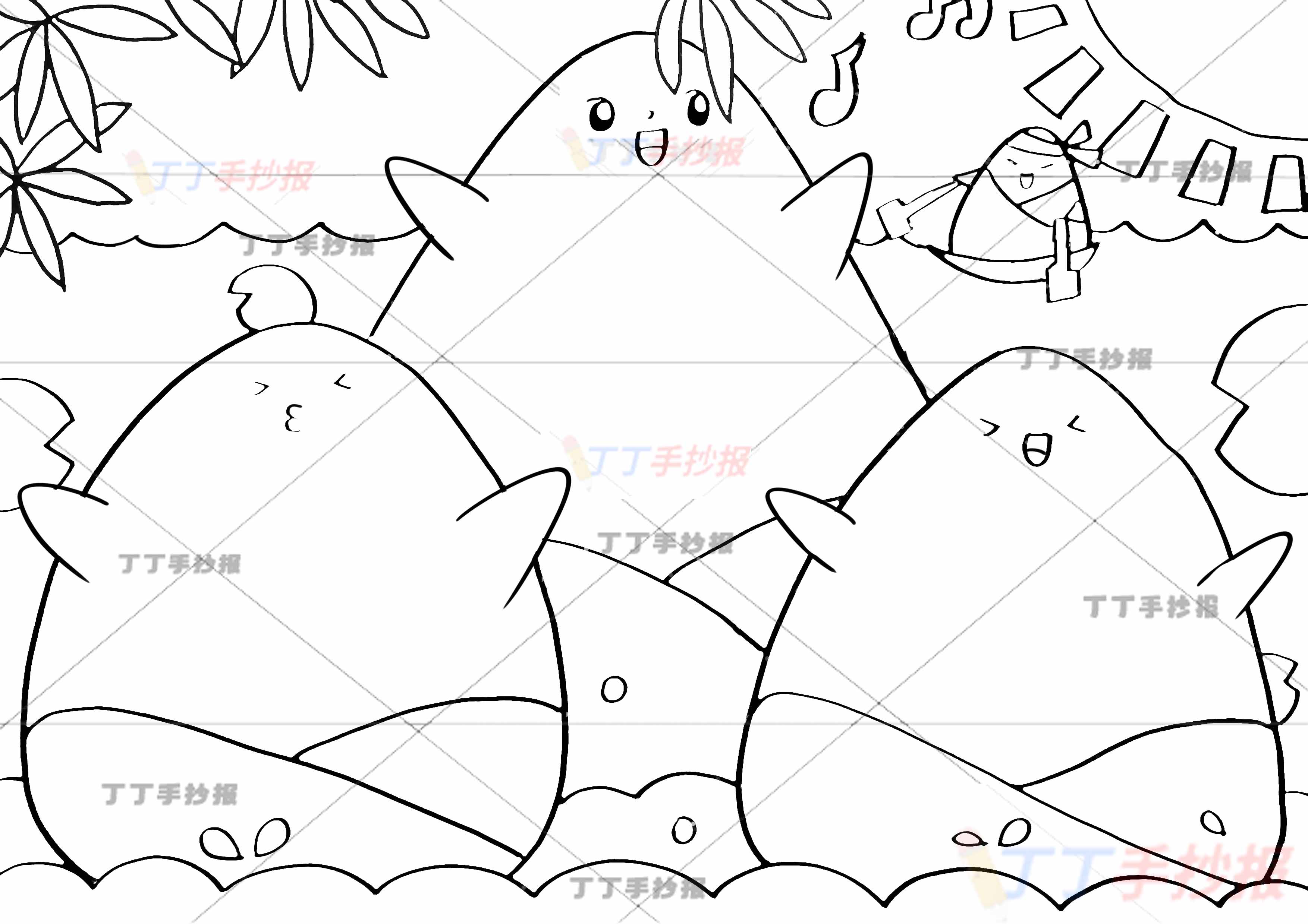 端午节儿童画幼儿园简单三个可爱粽子