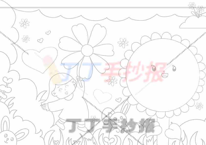 感恩儿童画心存感恩绘画女孩