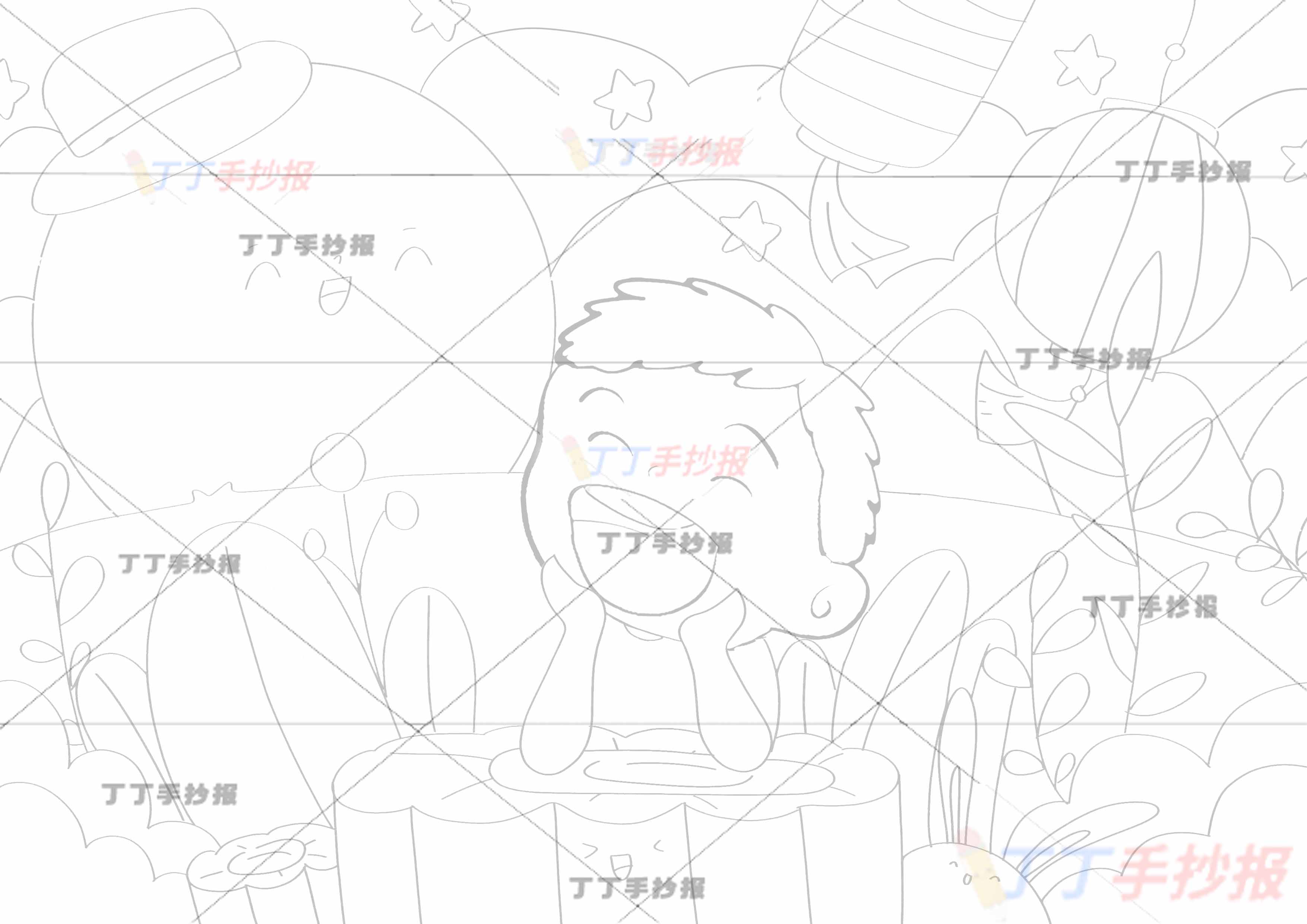 中秋节儿童画中秋绘画男孩看月亮