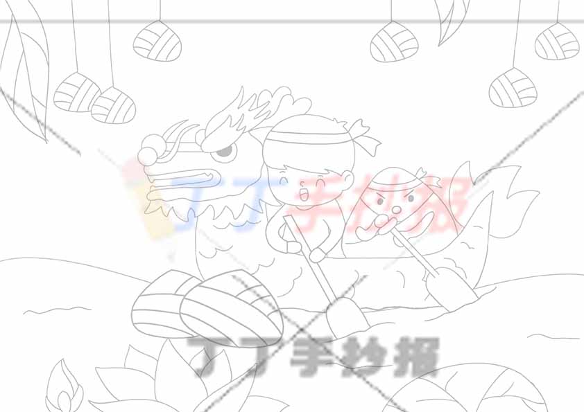 端午儿童画端午节绘画男孩