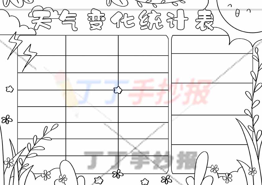 天气变化统计表手抄报天气预报表气象两边框