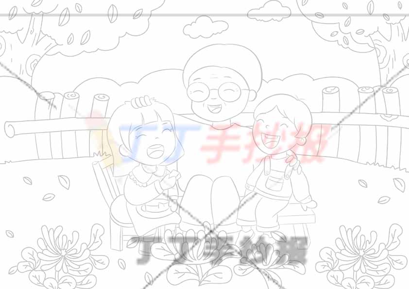 孝亲敬老儿童画孝敬绘画爷爷孙子孙女