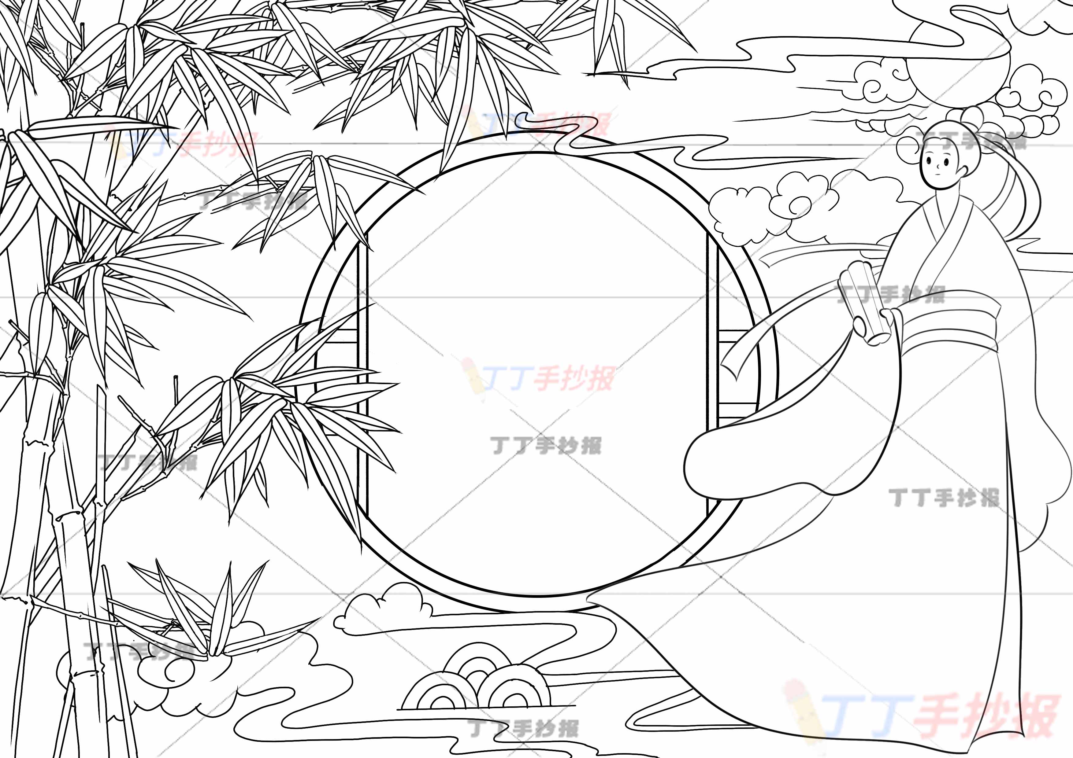 端午诗配画文秀端午古诗配画右侧屈原