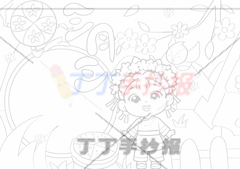 三月三手抄报女孩燕子可爱