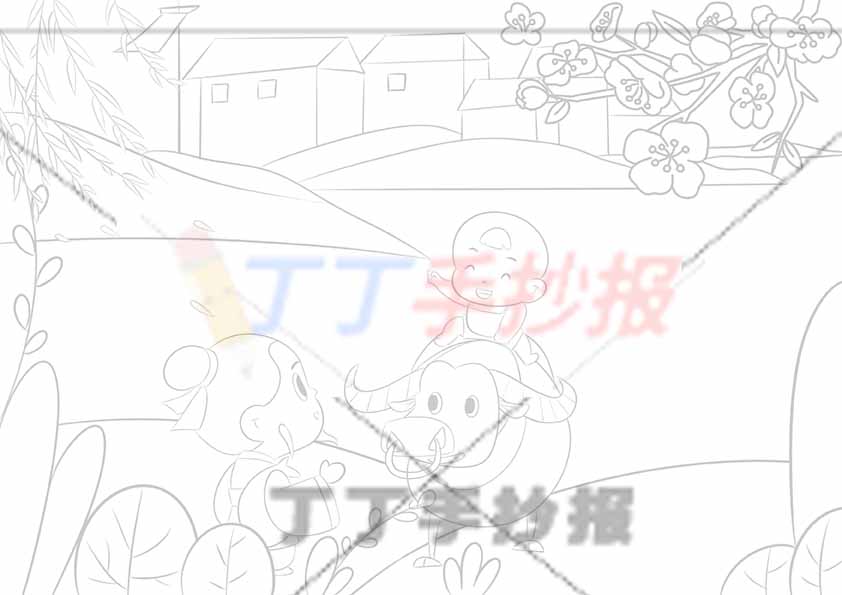 清明节古诗配画杜牧清明古诗配图可爱牧童骑牛