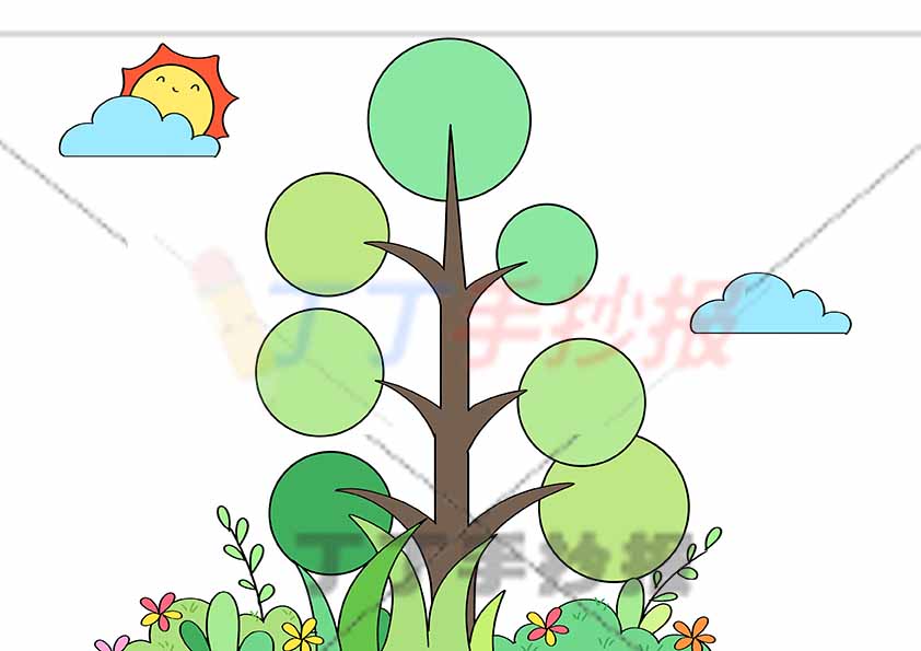 万能通用手抄报模板-树状思维导图