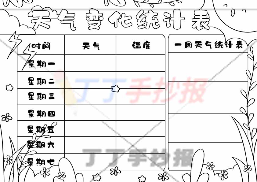 天气变化统计表手抄报天气预报表气象两边框