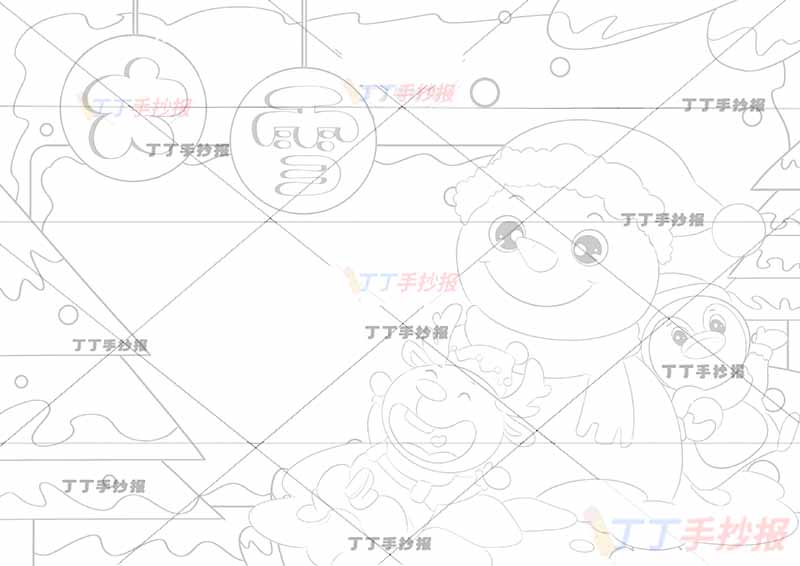 二十四节气大雪手抄报雪人企鹅