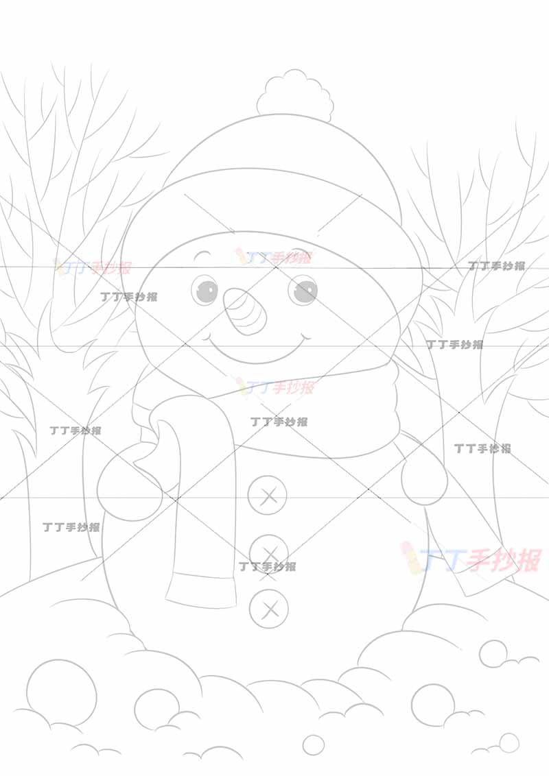 冬天儿童画竖版大雪人