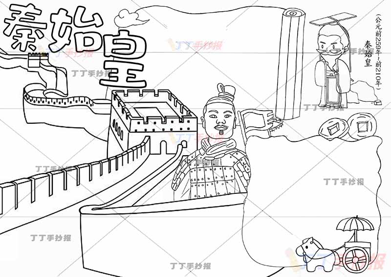 秦始皇手抄报中间兵马俑
