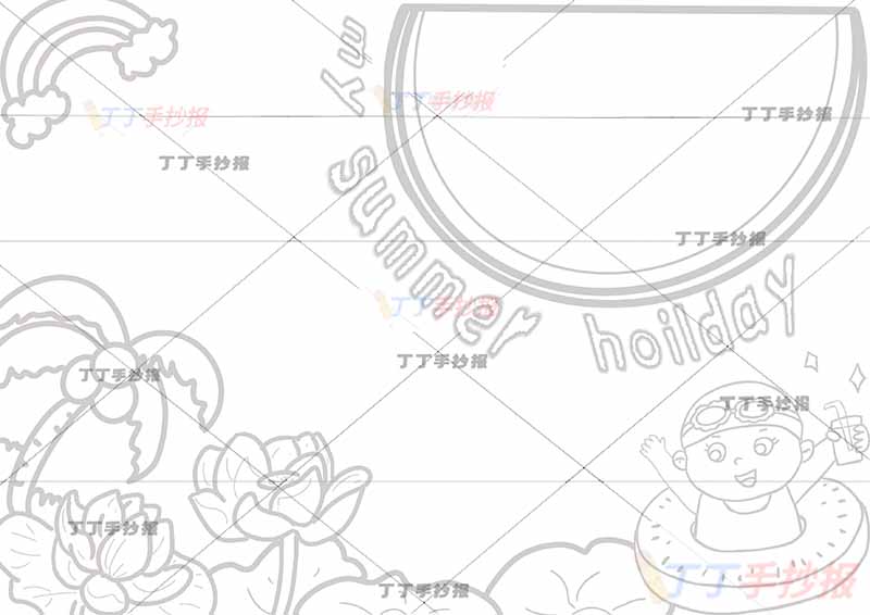 暑假英语手抄报my summer holiday我的暑假生活右下男孩