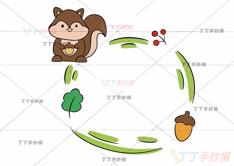 一年级童谣儿歌读书卡小松鼠左上松鼠