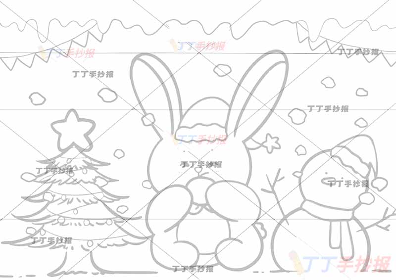 冬天儿童画兔子