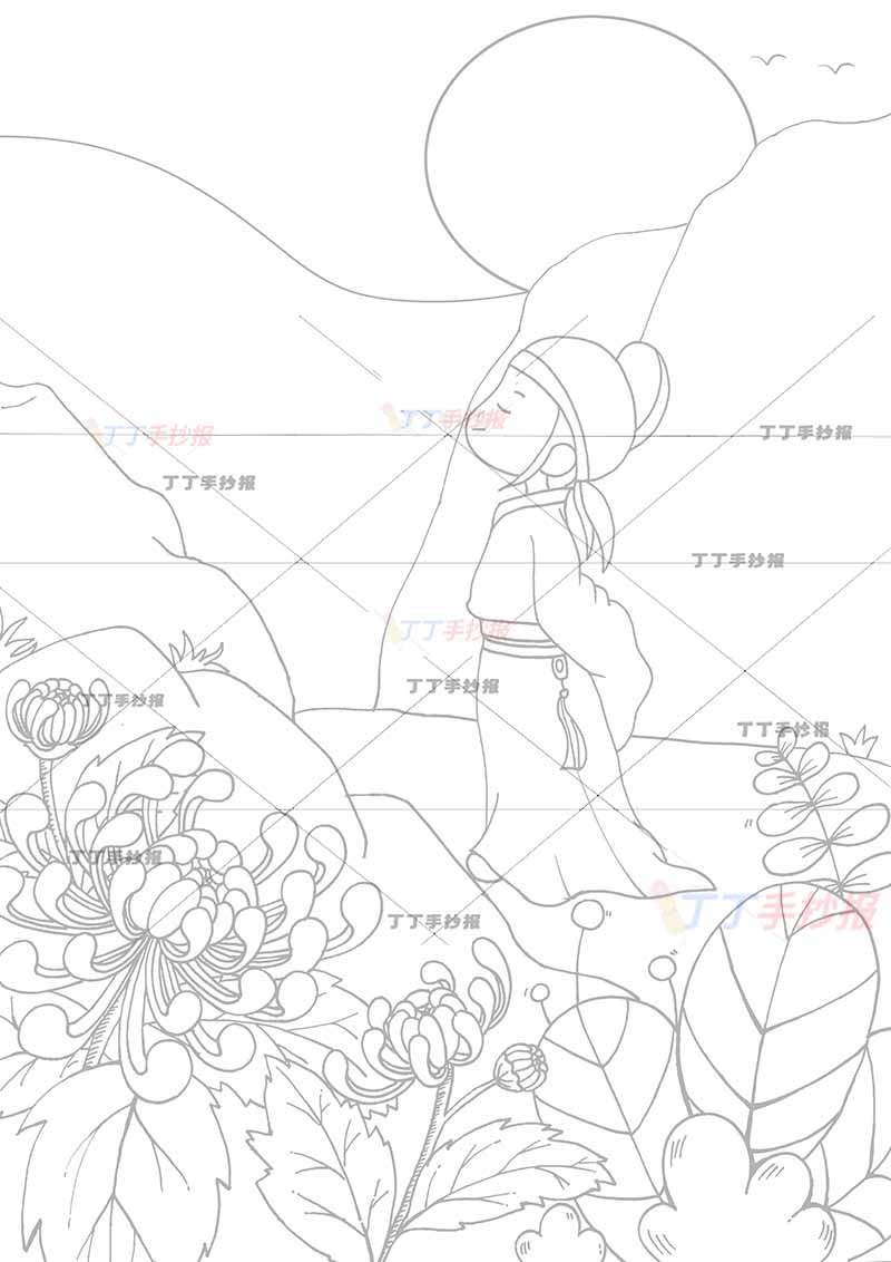 九月九日忆山东兄弟诗配画竖版重阳闭眼诗人