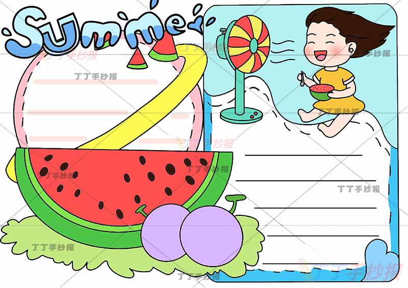 夏天英语手抄报右上女孩