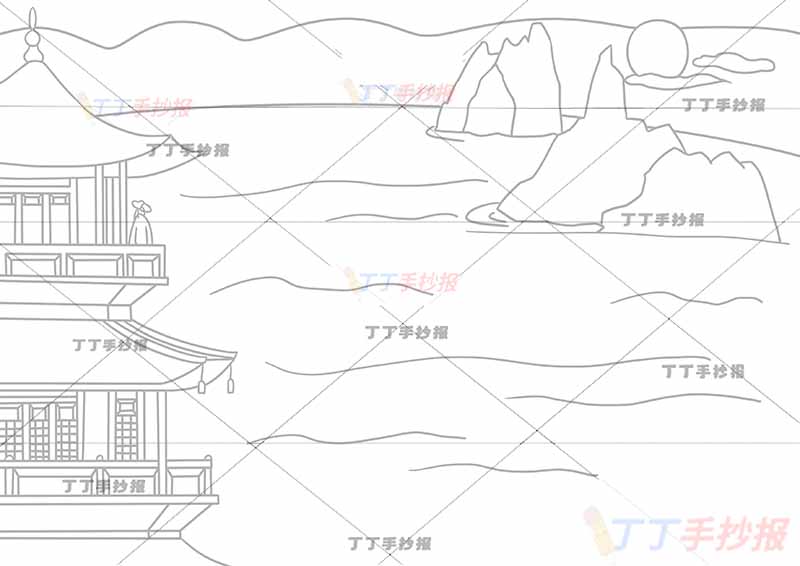 二年级古诗登鹳雀楼诗配画王之涣紫衣诗人