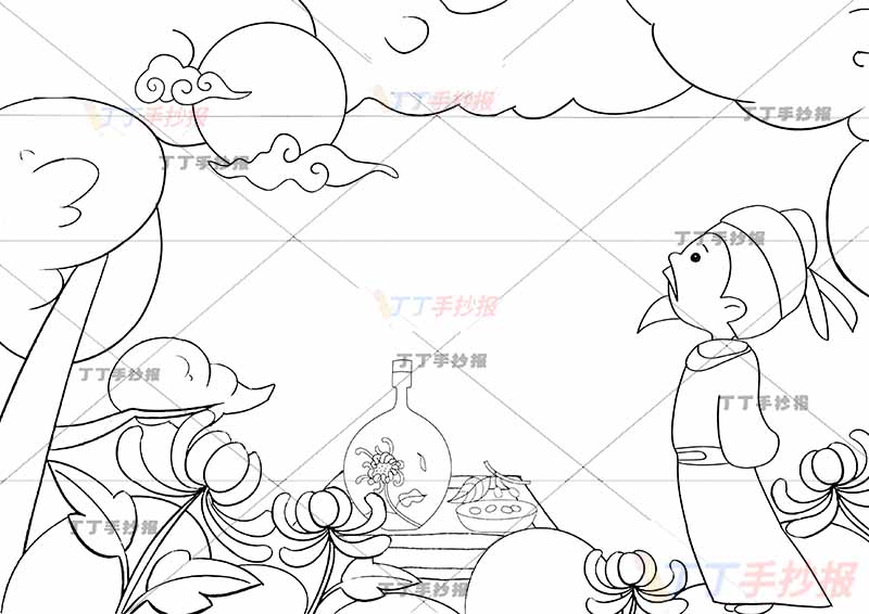 九月九日忆山东兄弟诗配画重阳右侧诗人1