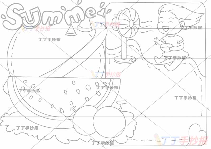 夏天英语手抄报右上女孩
