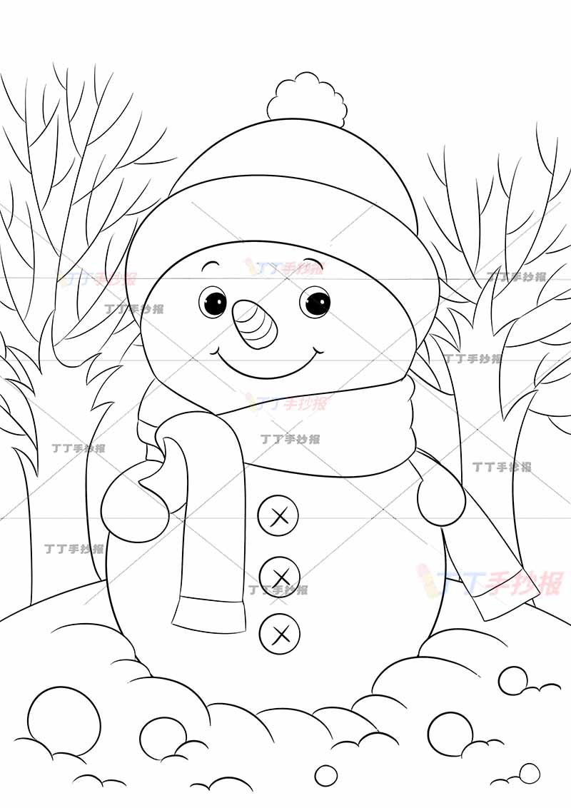 冬天儿童画竖版大雪人