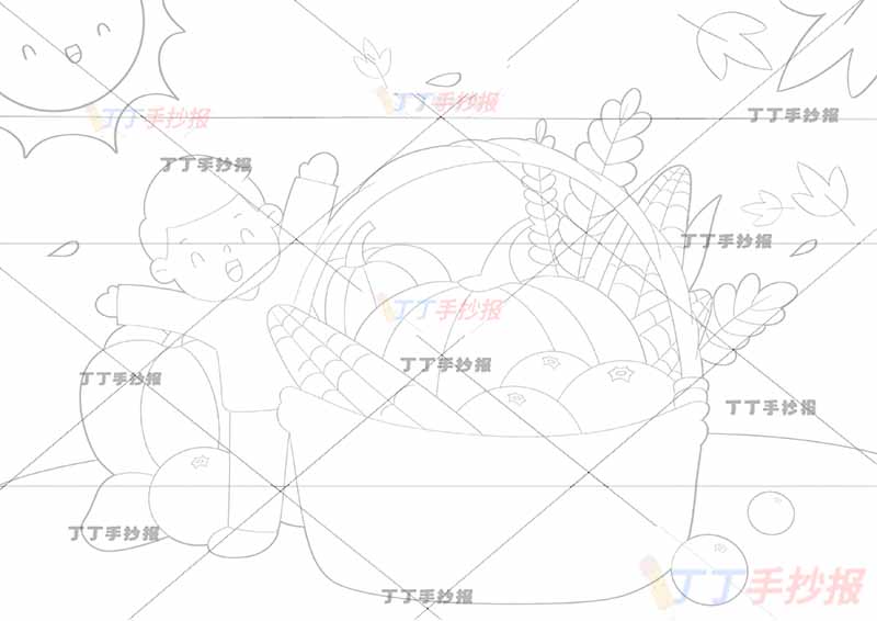 秋天儿童画秋收秋天大丰收