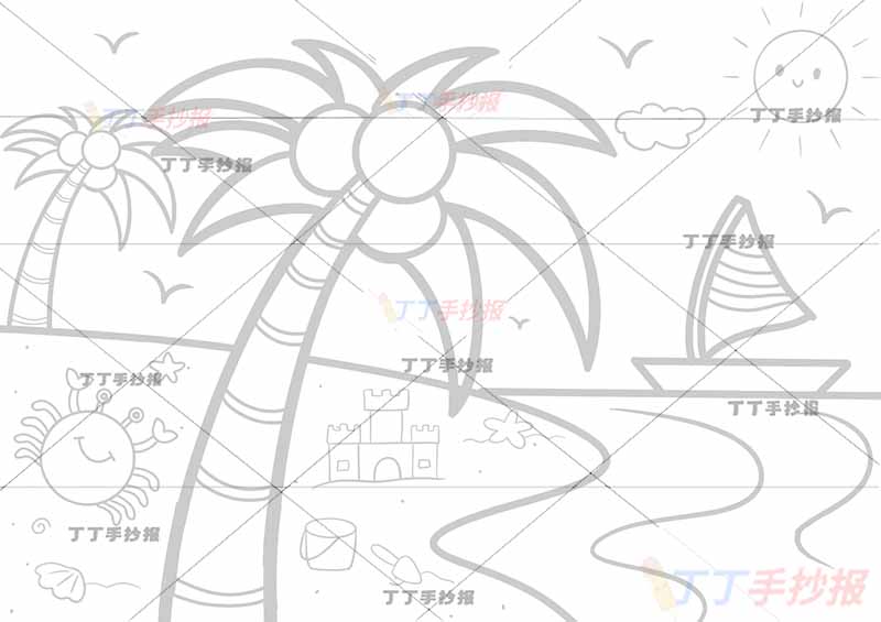夏天儿童画简单椰子树