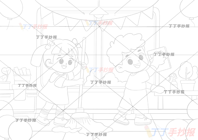 我爱劳动儿童画劳动节男女可爱