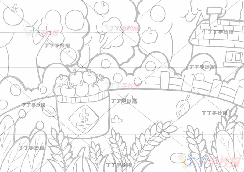 秋天儿童画秋收丰收