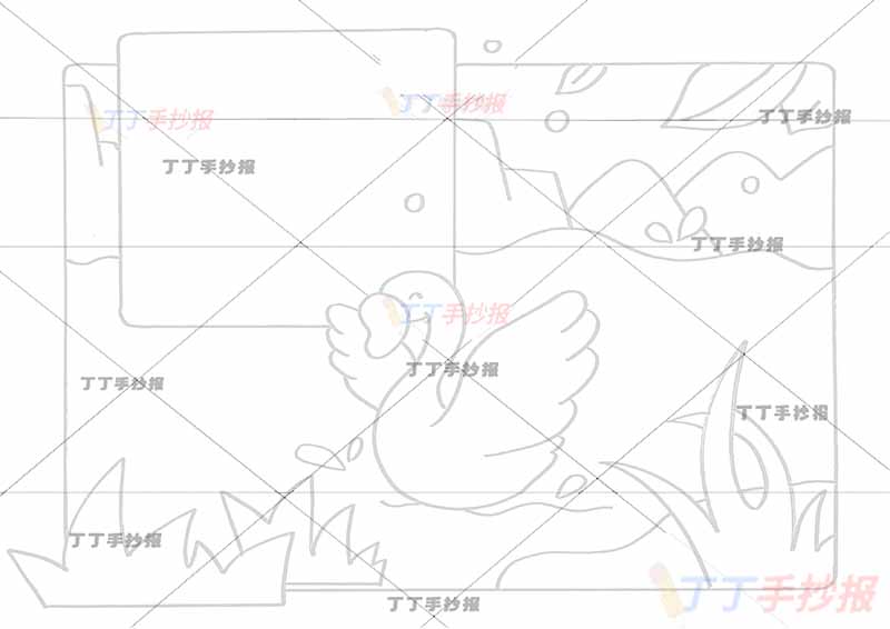 咏鹅诗配画一年级骆宾王古诗配画小边框