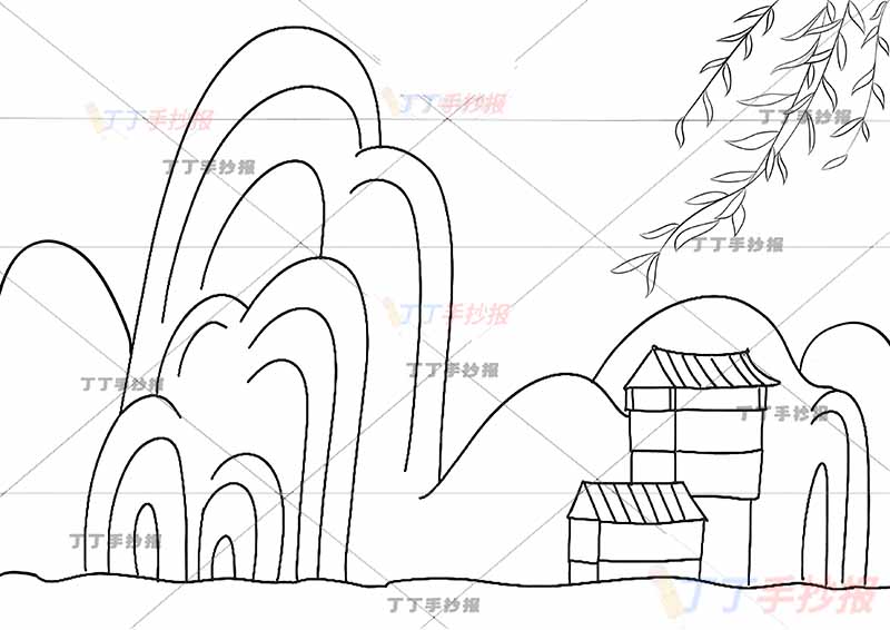 凉州词诗配画王之涣五年级古诗配画山丘背景