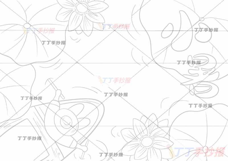 二十四节气小暑手抄报左侧划船男孩
