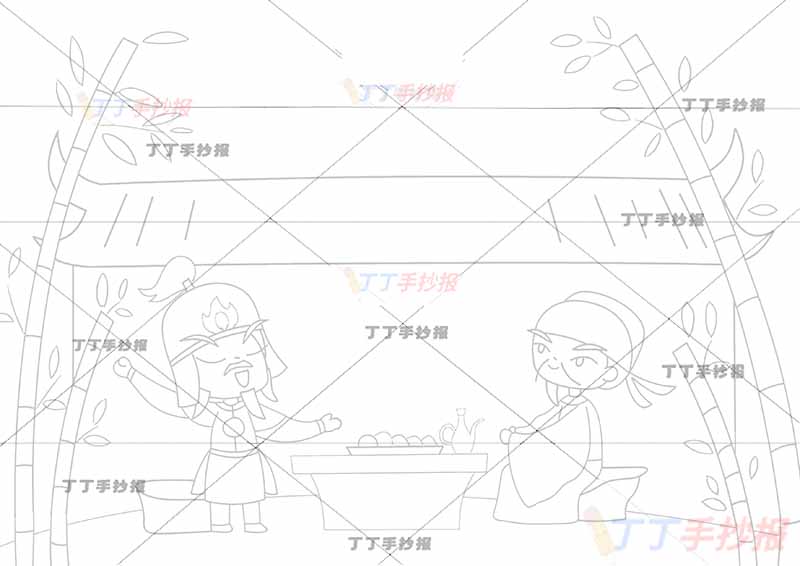 凉州词其一古诗配画王之涣五年级古诗配画两人庭院